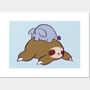 Big Sloth and Tiny Elephant Posters and Art